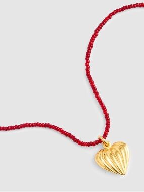 NWT MADEWELL Heart Charm Beaded Necklace
